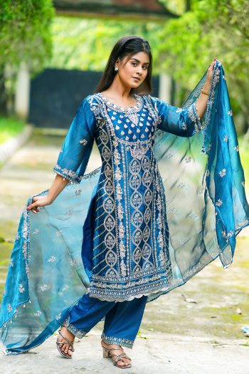 ✨Premium Indian Jimmychu Georgette Three-Piece ( ইন্ডিয়ান জিমিচু জর্জেট থ্রি-পিস )