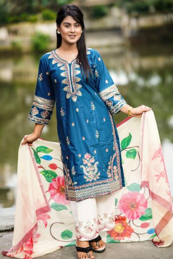 💫Indian Remi Cotton Three Piece ✨প্রিমিয়াম ইন্ডিয়ান রেমি কটন থ্রি-পিস💫